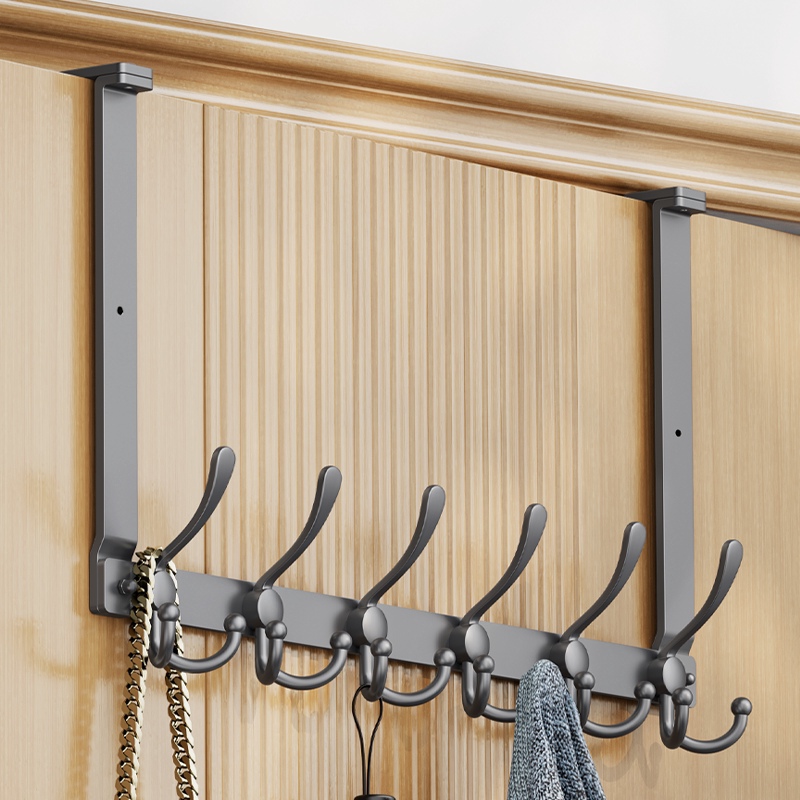 Door Hook Hanger for Clothes, Adjustable 1-6cm Door Thickness, No-Drill, Extended Length Clothes Storage Rack