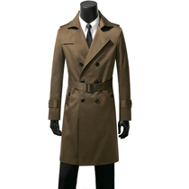 Mens windbreaker medium long double-breasted large size business leisure trend British style Korean slim coat coat coat tide
