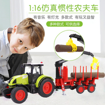 Simulation childrens toys drag locomotive Wood transporter boy puzzle-resistant inertia farmer harvester toy