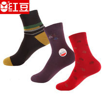 Red Bean Male Lady Business Casual Socks Combed Cotton Ben Life Year Wedding Big Red Socks Pure Cotton Autumn Winter Socks