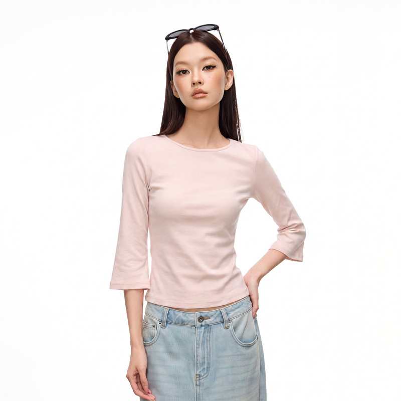 Cherry Melody Small Trumpet Sleeves Boat Neck Cherry Melody Small Trumpet Sleeves Boat Neck