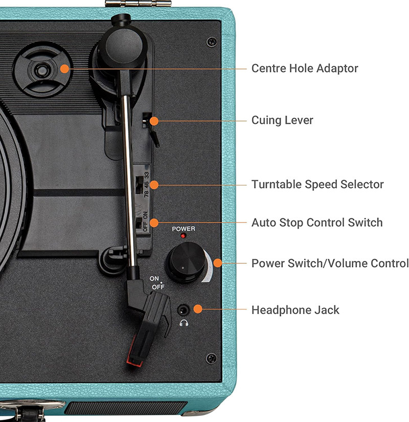 Виниловый проигрыватель 装逼送礼利器！出老美覆古黑胶唱片机3速内置立体声扬声手提箱