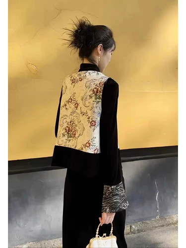 Элитный изысканный жилет, платье, комплект, китайский стиль, с вышивкой