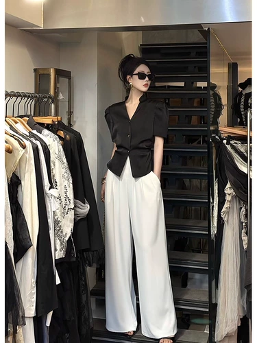 Комплект, рубашка, яркий броский стиль, легкий роскошный стиль, изысканный стиль, в стиле Шанель