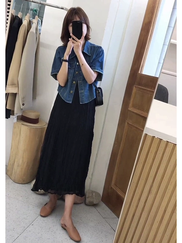 Летняя одежда, джинсовая куртка, платье, комплект, по фигуре, изысканный стиль