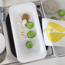 Rice-room telescopic drain basket Kitchen Sink Home Rectangular Large Multifunction Bowl fruit and vegetable drain basin