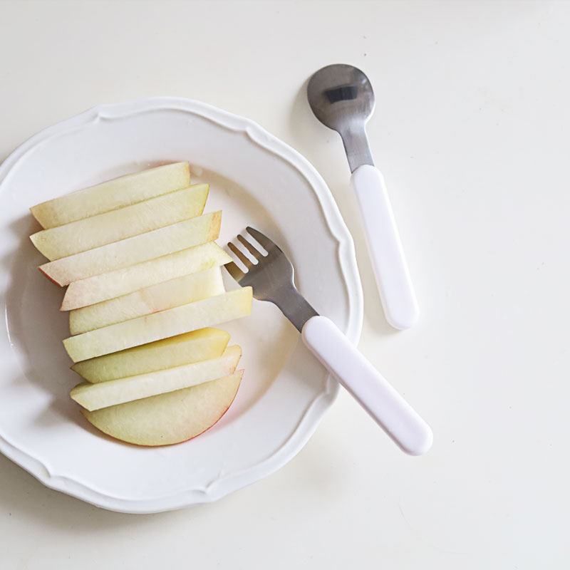 Rice Canteen Chubby white spoon and fork ins extremely simple meal spoon to eat fruit and cake snack fork - Taobao