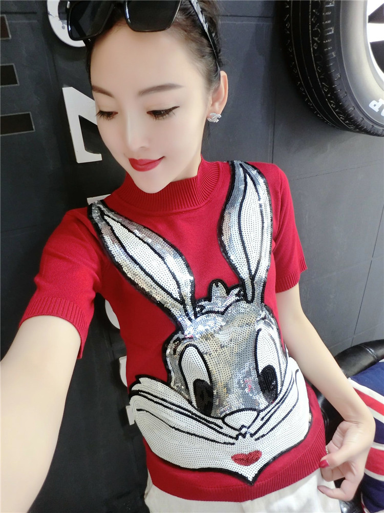 Áo dệt kim ngắn tay nữ 2018 thu đông mới Áo thun phiên bản Hàn Quốc của áo len mỏng giảm béo áo thun hoang dã chạm đáy áo thủy triều các kiểu áo len