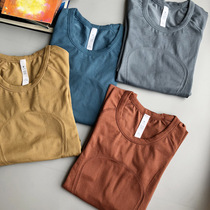 lulu yoga suit slightly thick seamless long sleeve quick-drying exercise thumb hole slim tight running fitness T-shirt female