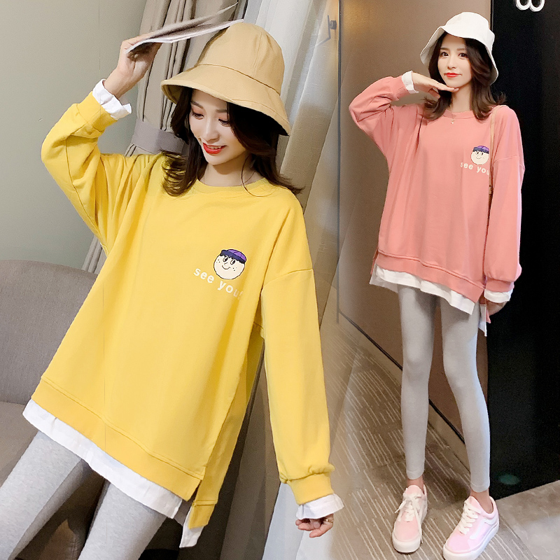 Spring-style pregnant woman 2021 new blouses in spring clothing slim fit in spring casual blouse with long version jacket covered with long sleeves