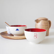 Japanese imported Lucky Cat Fuji Mountain Japanese Rice Bowl home cartoon small Bowl heat-resistant resin microwave soup bowl