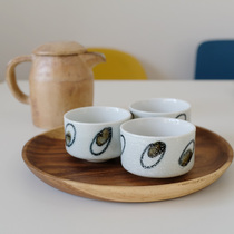 Japanese-made Showa retro ceramic teacup pottery and style tea bowl Japanese hand-made vintage glass