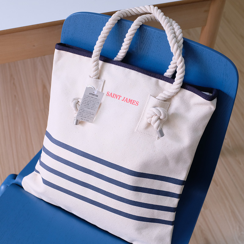 Cosmic Shop | New French-Style Striped Navy Canvas Bag with Zipper, Women's Shoulder Bag Cosmic Shop | New French-Style Striped Navy Canvas Bag with Zipper, Women's Shoulder Bag