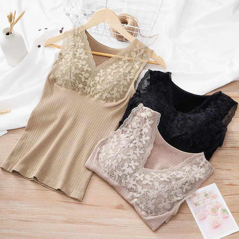 Autumn Winter Hair Circles Harnesses The Chest Keeping Warm Vest Woman With Chest Cushion Thickened With Velvety Underwear Tight Fit The Bottom Blouse