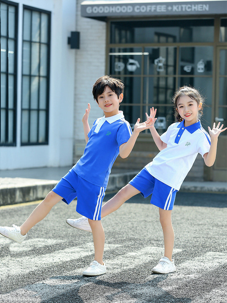 K student wear summer dress Shenzhen primary school uniform boys and girls uniform summer short-sleeved T-shirt shorts suit