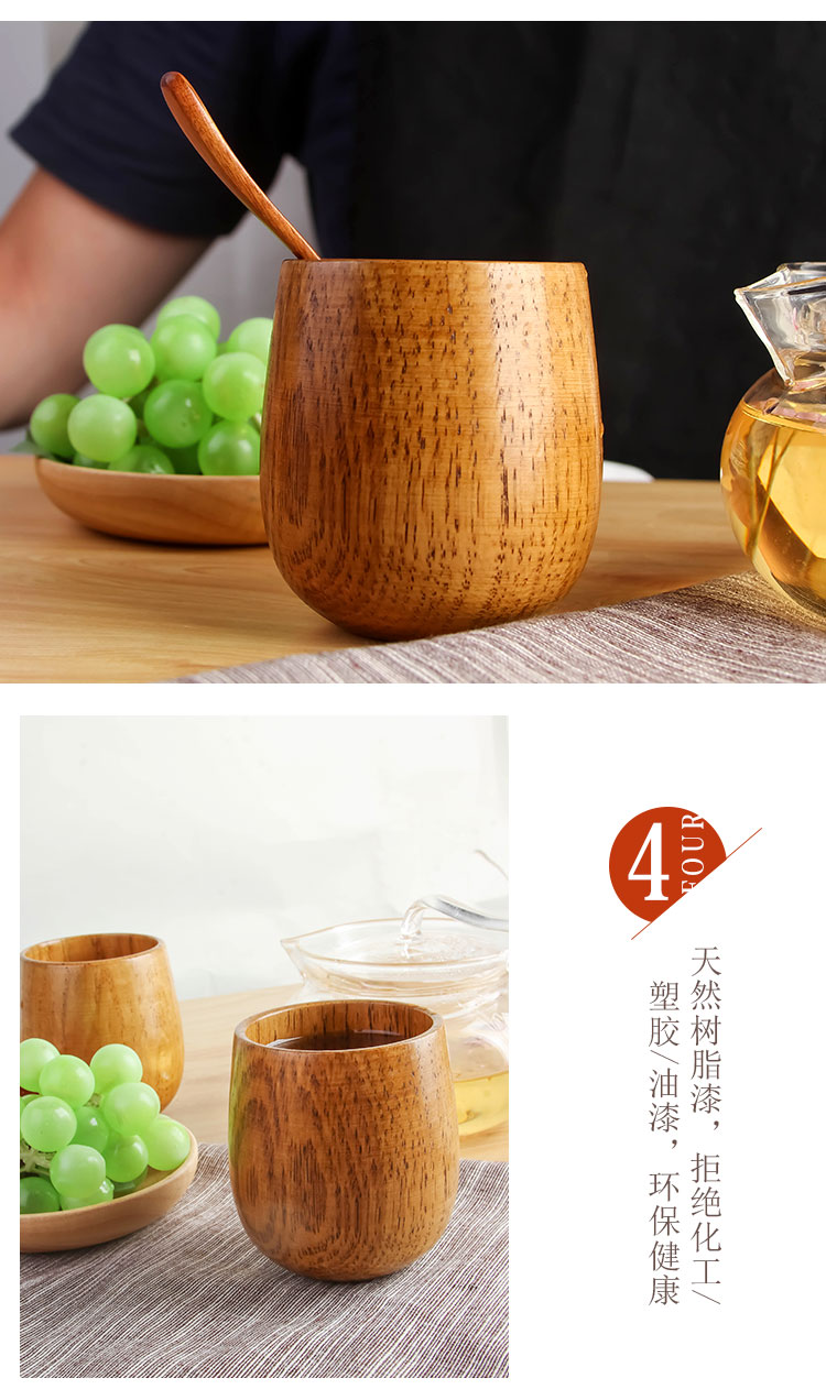 Nhật bản gỗ tự nhiên retro cup nhà hàng khách sạn wine glass gỗ cốc cốc cà phê tách trà tay cup chữ