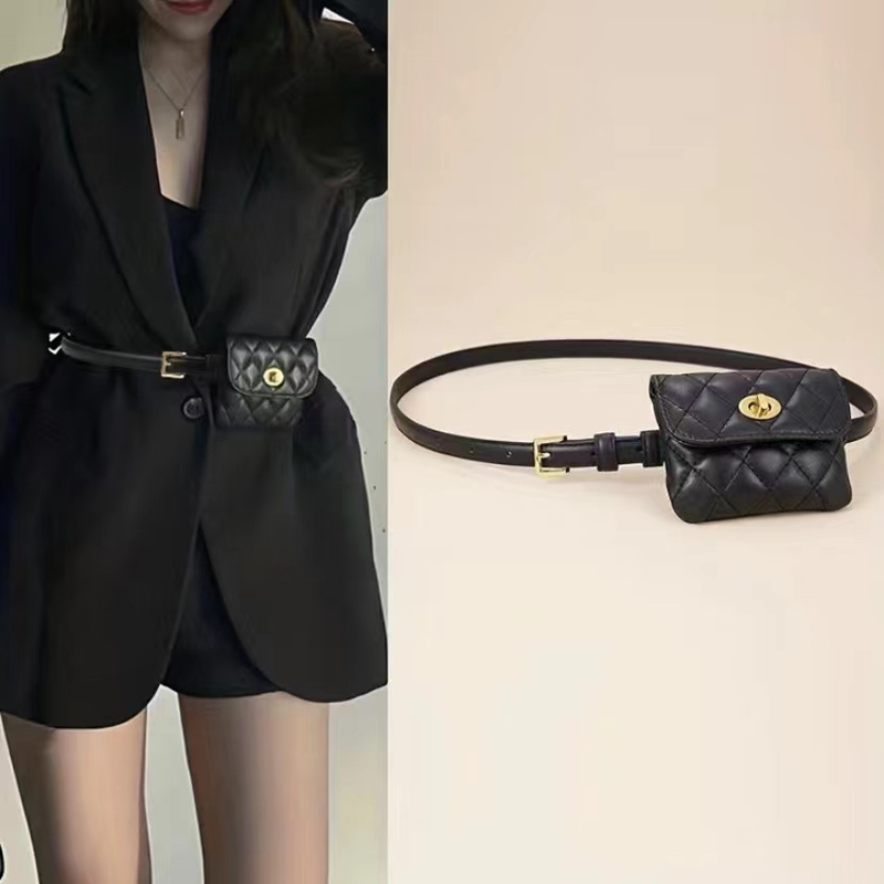 European and American Style Fashionable Niche Mini Belt Quilted Pattern Small Waist Bag Women's Decorative Versatile Belt Bag 2026 Trend