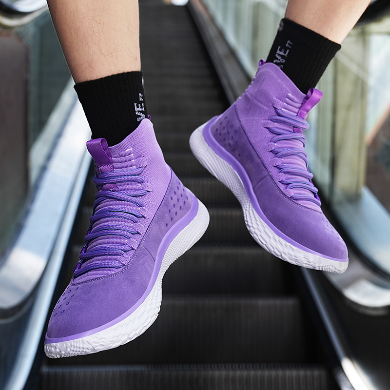 Curry 4Th Generation Ultra-Light Sneakers Flowtro Purple Basketball High-Top Shoes for Men and Women Students Practical Large Size 47 Sports Shoes Putian