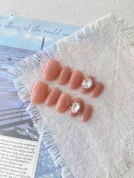 Swarovski diamond handmade wear nails nude color short style whitening temperament versatile nail art stickers ring style pigeon egg