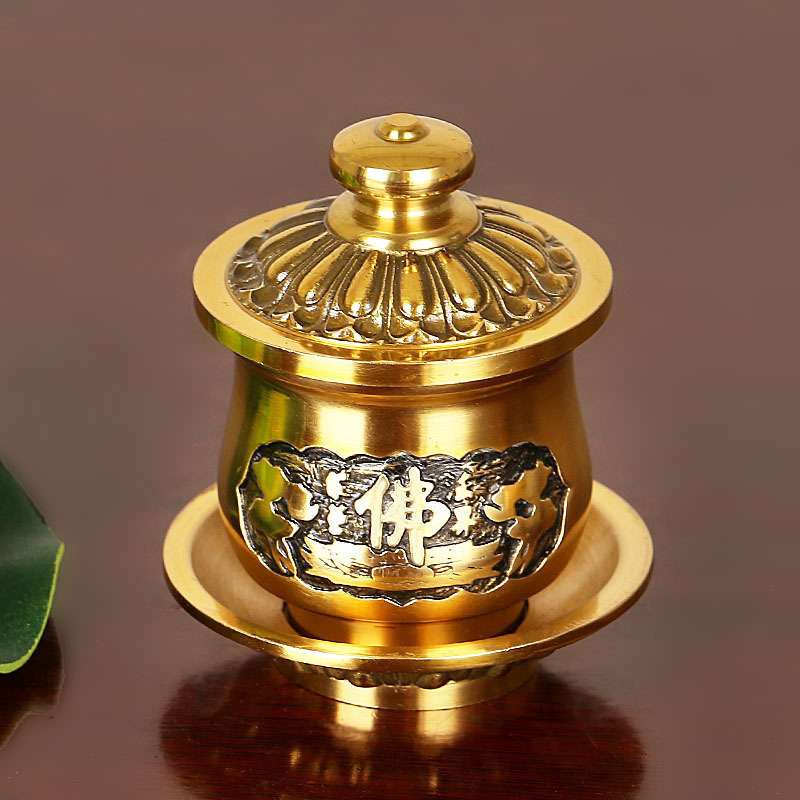 Copper water supply cup for Buddha Cup Buddhist Supplies Holy Water Cup Pure Copper Buddha Hall cup Lotus water cup Tribute cup