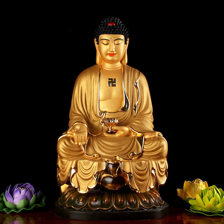 Baocheng Buddha with Taiwan Baohua Copper Gilt Amitabha Pure Copper Sanbao Buddha Sapo Sansheng Bronze Buddha Statue Ornament