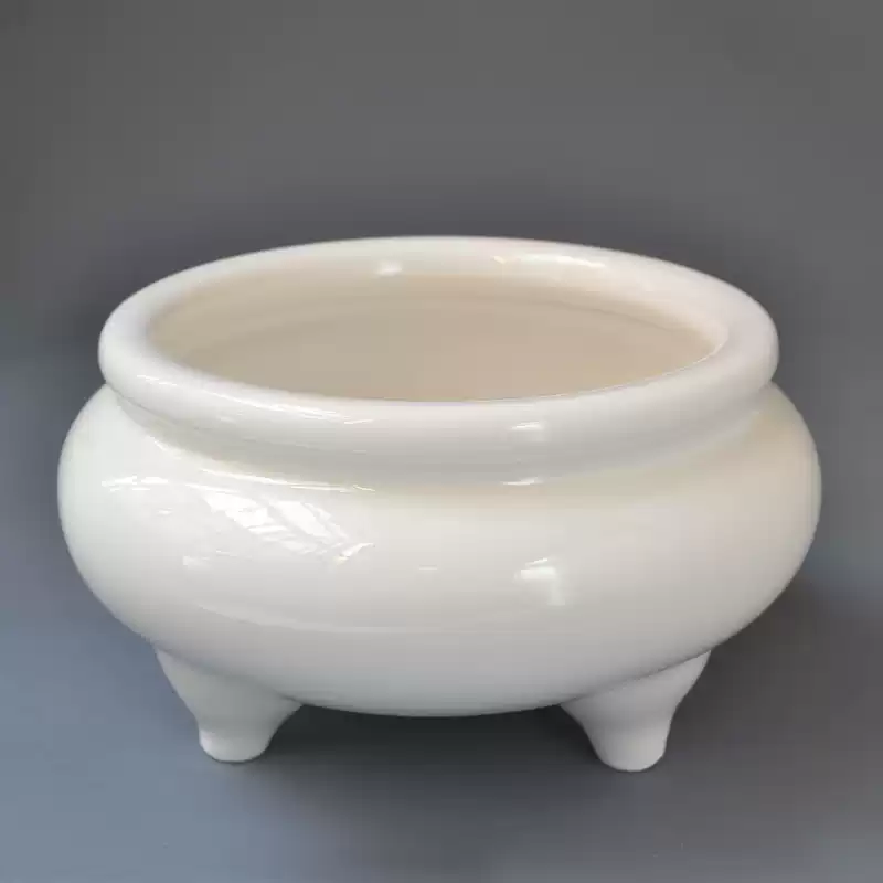 德化白瓷白色三足香炉陶瓷供佛供奉佛前观音香