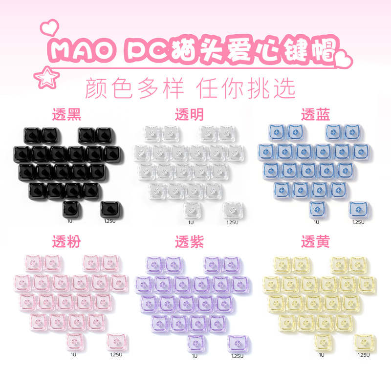 Mao Highly Personalized Keycaps, Cute Cat-Shaped Keycaps, Pc Non-Engraved Single Key Custom DIY Material Compatible with Magnetic Switches
