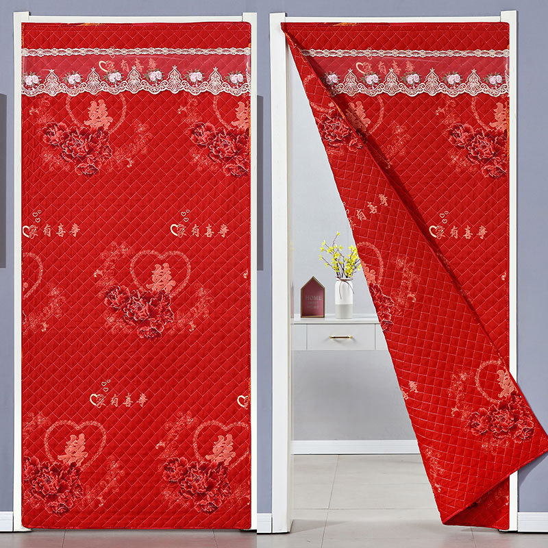 Cotton Door Curtain for Winter, Windproof, Cold-Proof, Warm, Wedding Celebration, Red, Home Use, No-Drill, Quilted Door Curtain, Double-Sided Wind Blocking Cotton Door Curtain for Winter, Windproof, Cold-Proof, Warm, Wedding Celebration, Red, Home Use, No-Drill, Quilted Door Curtain, Double-Sided Wind Blocking