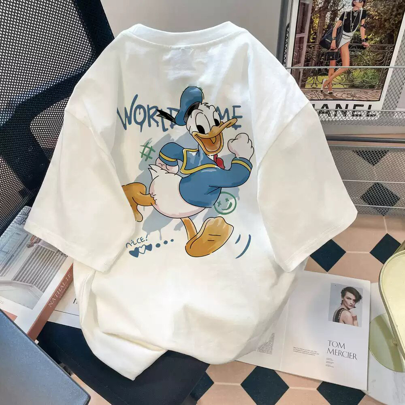 Big Brand Export Trade~ Clearance Sale American-Style Cartoon Pure Cotton Short-Sleeve T-Shirts for Men and Women, Versatile Summer Half-Sleeve Tops