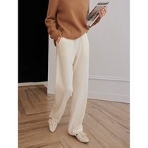 Good tone to wear JPOO Janpu texture corduroy elastic waist Joker straight wide leg trousers women autumn and winter