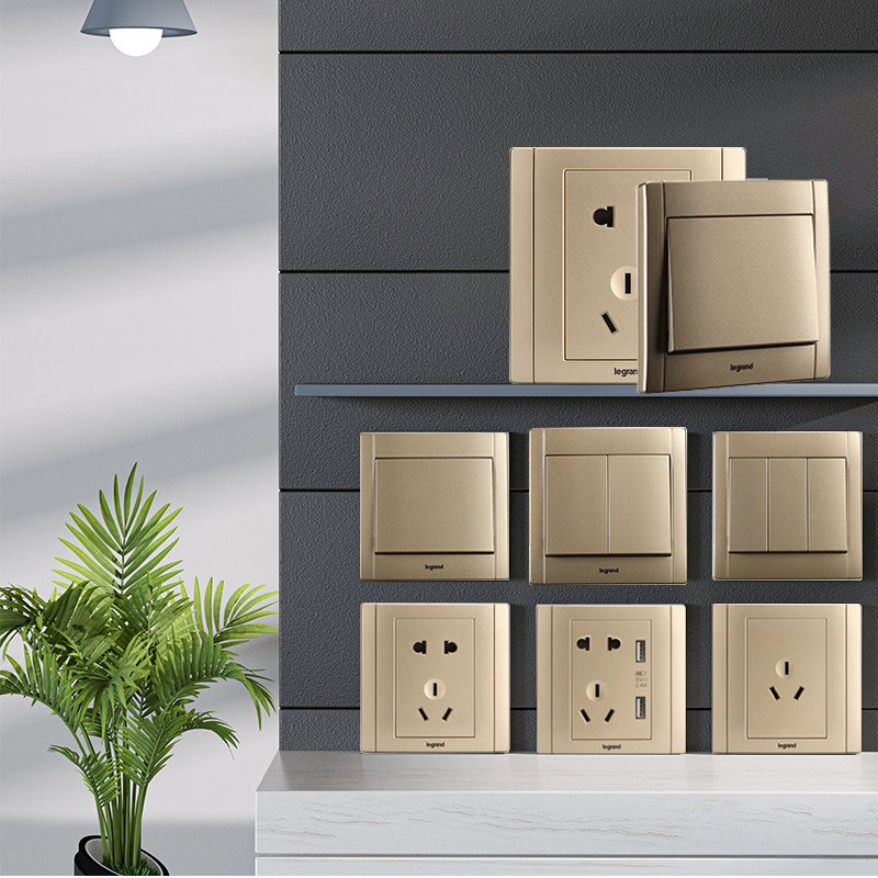 TCL Rogrand off socket Meihan shimmering gold 5 five holes two or three plug wall power panel concealed type 86