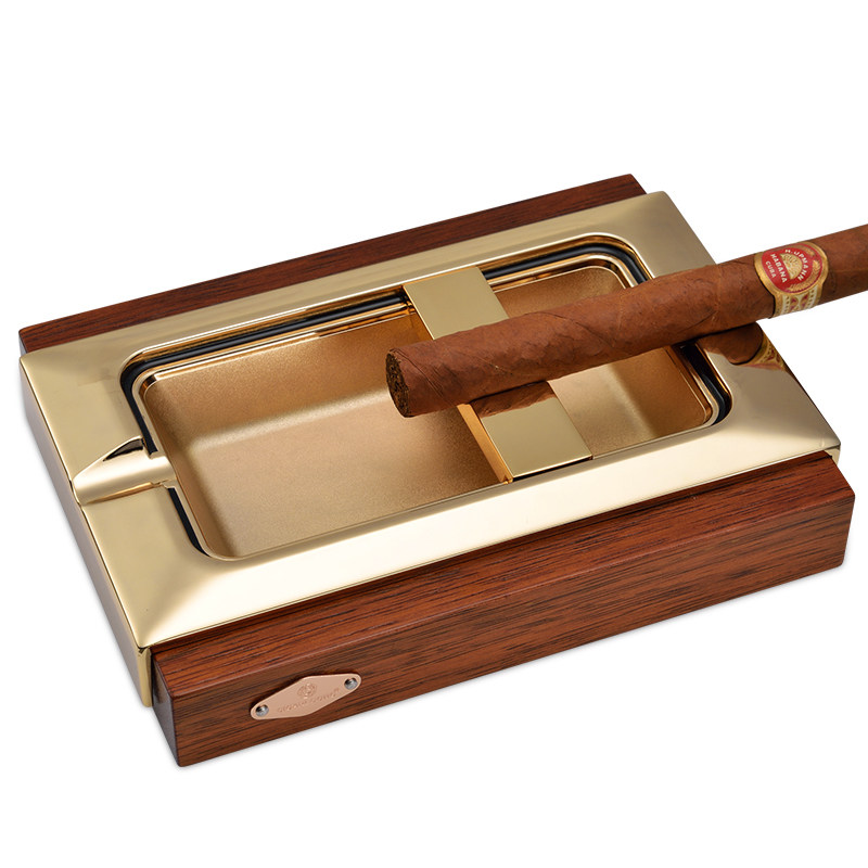 Cigar ashtray Cedar Wood Metal Gold Grout Large Personality Creative Smoker Fittings Cigarette Cigarette Cigarette Cigarette