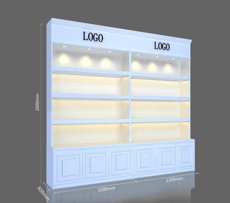 Painted Cosmetic Display Cabinet, European-Style Beauty Salon Product Cabinet, Skin Care Product and Wig Head Mannequin Display Rack, Bag Display Cabinet