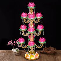 Led nine pints of seven colors for the Buddha Lotus lamp Buddha for the lamp lotus flower lamp imitation crystal rotating Guanyin Buddha Former long Ming light