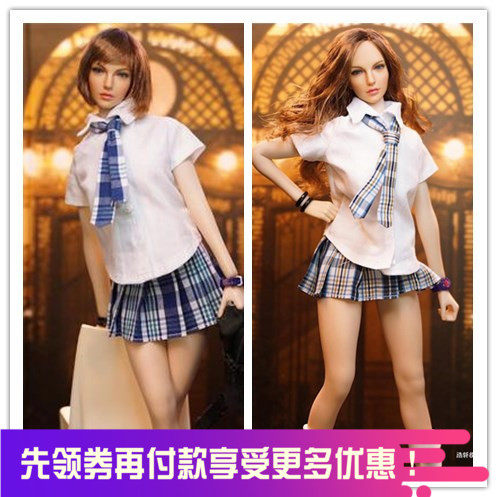 1 6 female soldiers clothes school uniforms student clothes suit white plus plaid dress Two suitable for coated gluon body