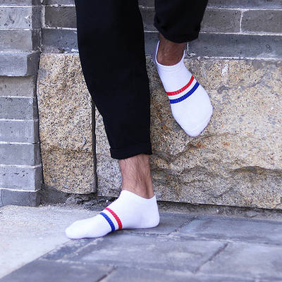 Men's boat socks, invisible socks, short socks, men's white socks, fashionable anti-odor, sweat-absorbing, moisture-wicking sports striped socks, men's cotton