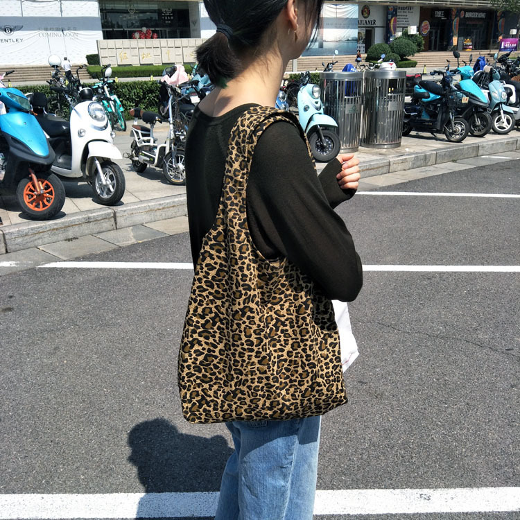 Spring and Summer New Canvas Bag for Women, Single Shoulder, Original Retro Pattern, Versatile ins Cloth Bag, Handbag, Leopard Print Shoulder Bag