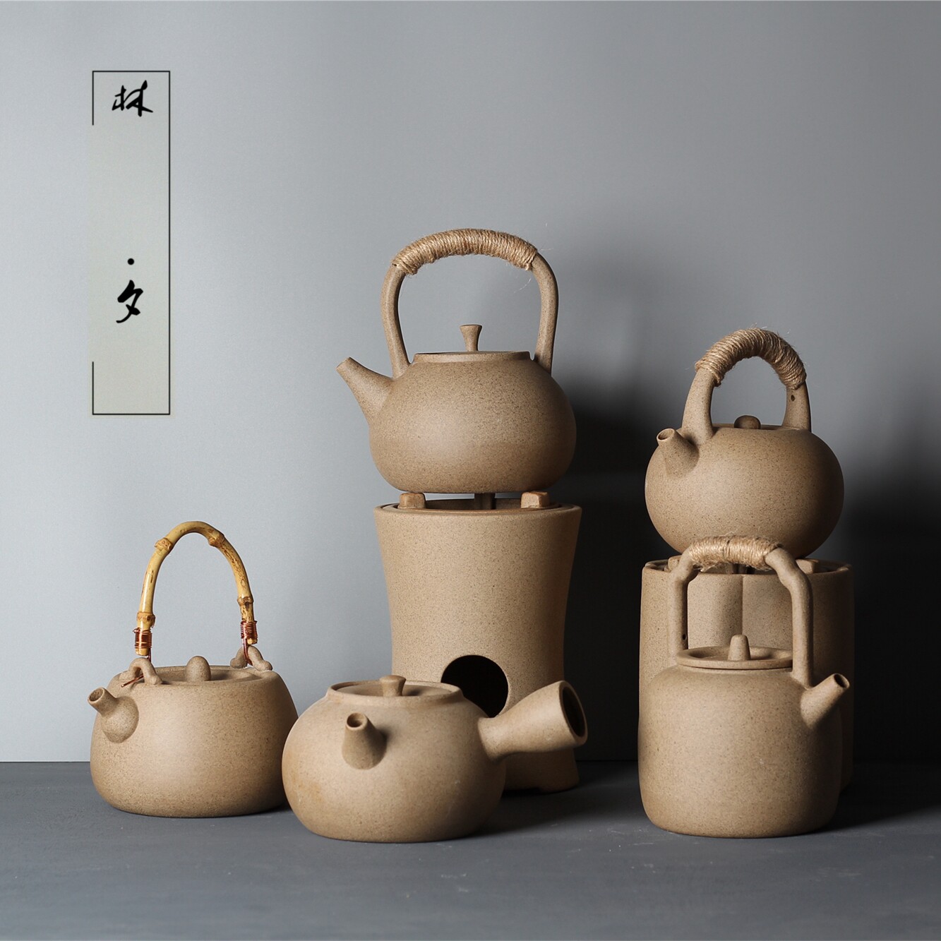 Linen Sunset Style Pottery Pot Coarse Pottery Large Capacity Cooking Teapot Burning Water Pot Black Crystal Stove Special Teapot Bamboo Tibeam Ceramic Pot