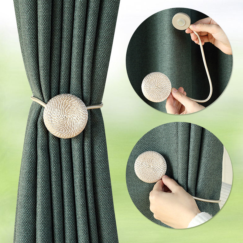 Curtain Strap Tie Rope Minimalist Modern Creative Curtain Magnet RING CURTAINS ROPE STRAP FREE HOOK-FREE CURTAIN CLAMPS