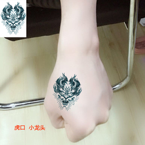 Hand back waterproof Tiger Mouth faucet tattoo patch lasting men and women arm shoulder dragon fire unicorn totem simulation tattoo