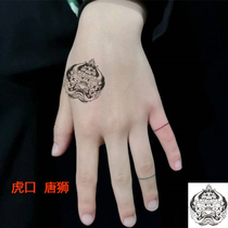 Hand back Tiger Mouth Tang Lion waterproof tattoo sticker personality male and female tide cool auspicious beast tattoo sticker wrist ankle