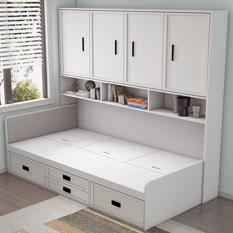 Custom tatami bed wardrobe bookcase integrated combination simple multi-functional storage storage bed small apartment single bed