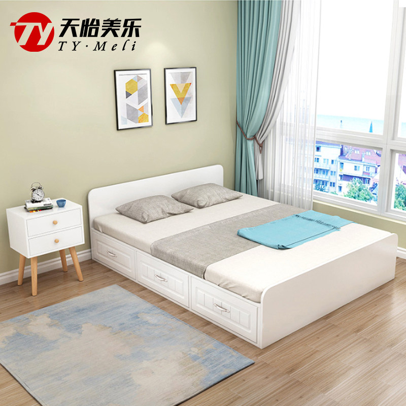 Custom tatami single simple modern Murphy bed small apartment bedroom high box storage bed small apartment solid wood bed