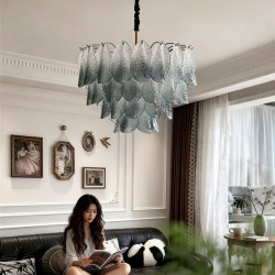 French-Style Vintage High-End Light Luxury Dining Room and Bedroom Chandelier, Italian Murano Gradient Glass Villa Living Room Lamp