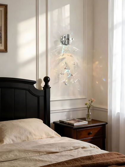 French-Style Romantic Crystal Wall Lamp, High-End Designer Light Luxury Bedroom Bedside Lamp, Artistic Corridor Crystal Lamp