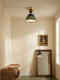 Vintage-Style Hallway Ceiling Light, Nanyang-Style Solid Wood French Retro Fine Ceramic Balcony Entrance Foyer Light