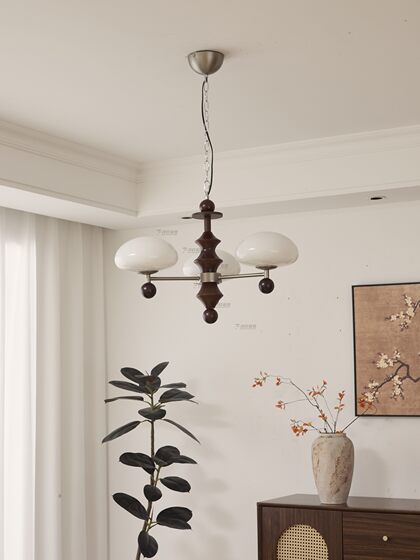 French-Style Mid-Century Living Room Chandelier with a High-End Feel, American Retro Style, Solid Wood Dining Room, Master Bedroom Glass Chandelier