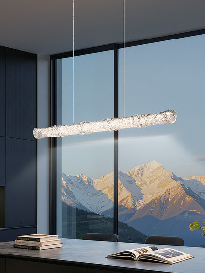 Italian-Style Light Luxury Restaurant Chandelier, Modern Minimalist Dining Room Table Bar Counter Long Strip Designer Resin Lighting Fixture