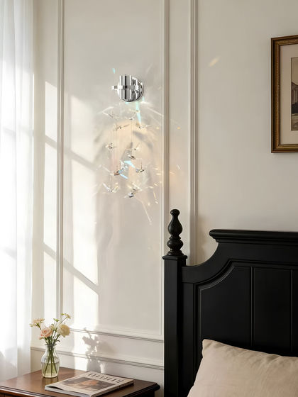 French-Style Romantic Crystal Wall Lamp, High-End Designer Light Luxury Bedroom Bedside Lamp, Artistic Corridor Crystal Lamp
