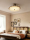 French-Style Bedroom Ceiling Light with a Vintage Feel, High-End Floral Glass Room Lamp, Retro Round Eye-Protection Main Bedroom Lighting